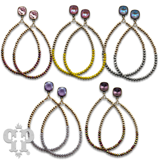 Two tone bead teardrop earring with crystals from Swarovski®- LC