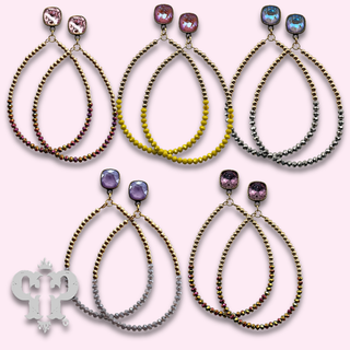 Two tone bead teardrop earring with crystals from Swarovski®- LC