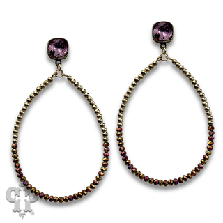 Two tone bead teardrop earring with crystals from Swarovski®- LC