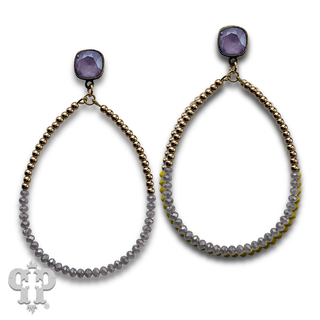 Two tone bead teardrop earring with crystals from Swarovski®- LC