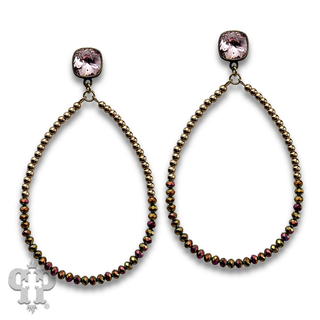 Two tone bead teardrop earring with crystals from Swarovski®- LC