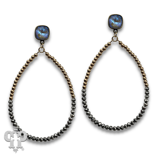 Two tone bead teardrop earring with crystals from Swarovski®- LC