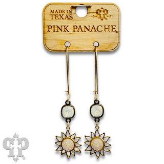 Sparkling druzy style sun charm earring with Austrian crystal