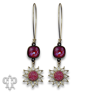 Sparkling druzy style sun charm earring with crystals from Swarovski®- LC