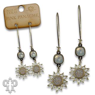 Sparkling druzy style sun charm earring with crystals from Swarovski®- LC