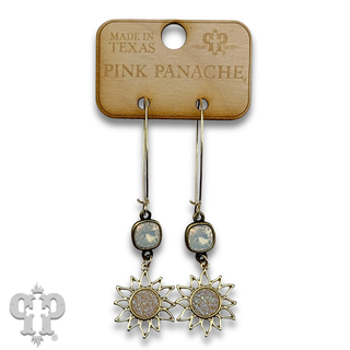 Sparkling druzy style sun charm earring with crystals from Swarovski®- LC