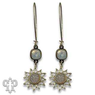 Sparkling druzy style sun charm earring with crystals from Swarovski®- LC