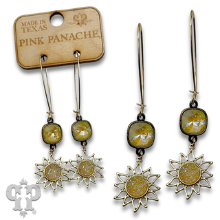 Sparkling druzy style sun charm earring with crystals from Swarovski®- LC
