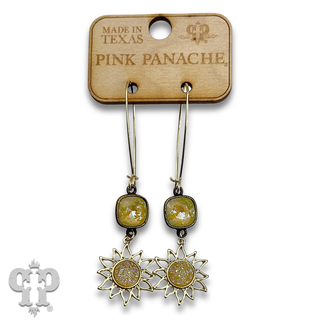 Sparkling druzy style sun charm earring with crystals from Swarovski®- LC