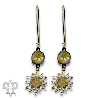 Sparkling druzy style sun charm earring with crystals from Swarovski®- LC