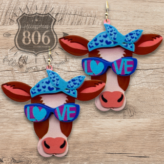 Acrylic cow head earring