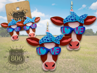 Acrylic cow head earring