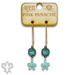 Delicate pastel glass flower charm earring with Austrian crystal
