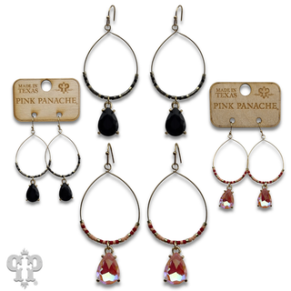 Rhinestone charm on beaded circle earring - LC