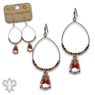 Rhinestone charm on beaded circle earring - LC