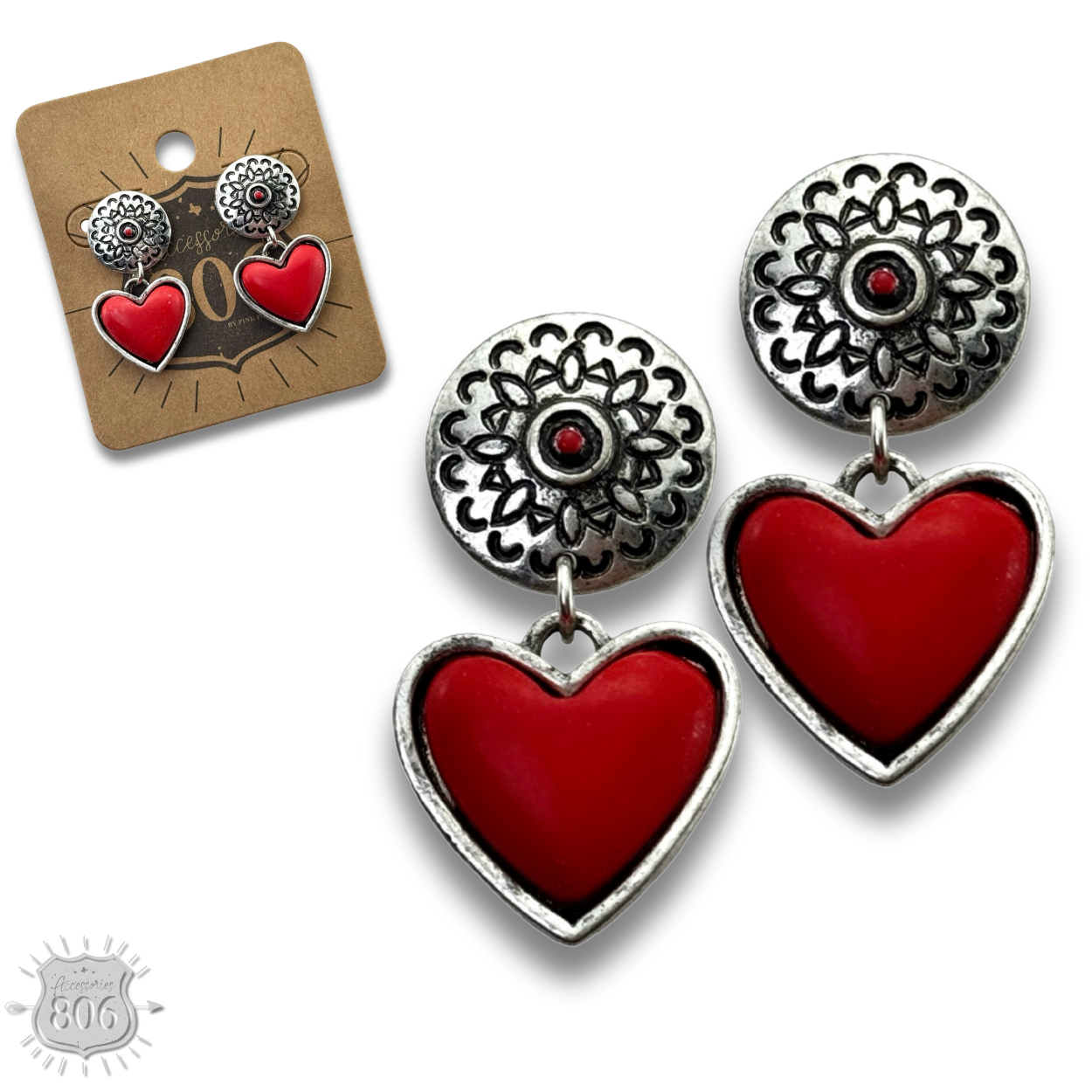 Stone heart drop post earring, last call