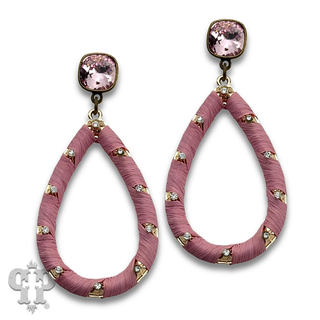 Fabric wrapped teardrop earring with crystals from Swarovski®