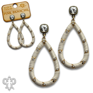Fabric wrapped teardrop earring with crystals from Swarovski®