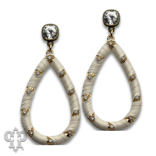 Fabric wrapped teardrop earring with crystals from Swarovski®
