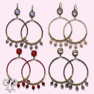 Seed bead circle earring with crystals from Swarovski®- LC