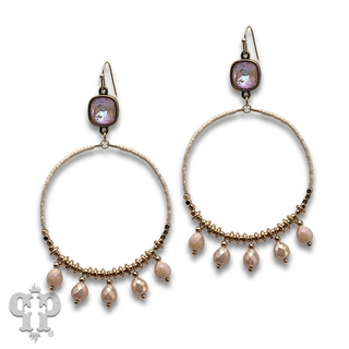 Seed bead circle earring with crystals from Swarovski®- LC