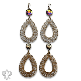 Seed bead wrapped teardrop earring with crystals from Swarovski®- LC
