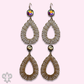 Seed bead wrapped teardrop earring with crystals from Swarovski®- LC