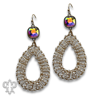 Seed bead wrapped teardrop earring with crystals from Swarovski®- LC