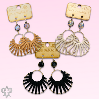 Suede wrapped circle earring with Austrian crystal