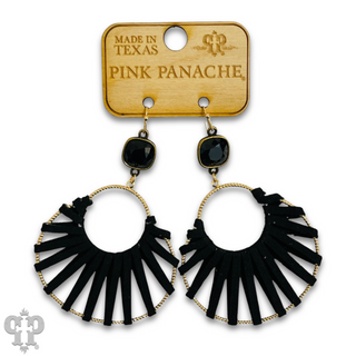 Suede wrapped circle earring with Austrian crystal