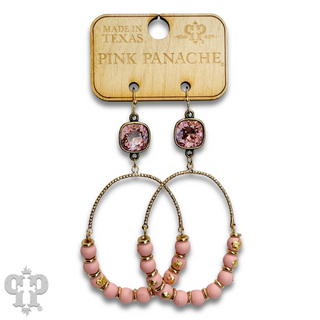 Oval gold flecked bead earring with Austrian crystal