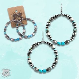 Western burnished bead circle earring