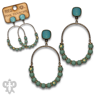 Oval gold flecked bead earring with Austrian crystal