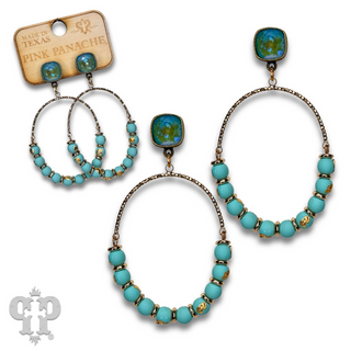 Oval gold flecked bead earring with Austrian crystal