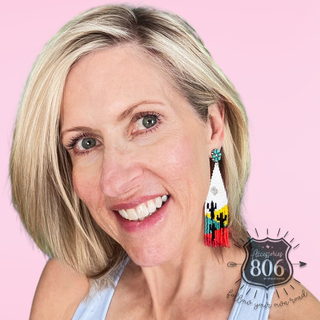 Beaded cactus scene earring