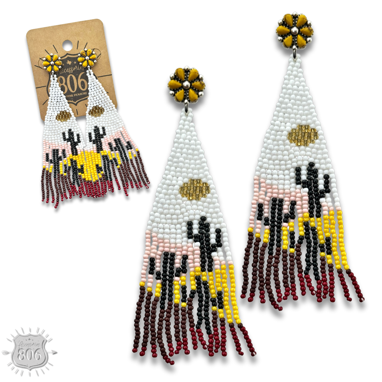 Beaded cactus scene earring, last call