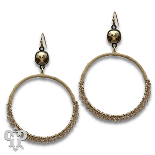 Bead and raffia wrapped circle earring with crystals from Swarovski®- LC