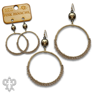 Bead and raffia wrapped circle earring with crystals from Swarovski®- LC