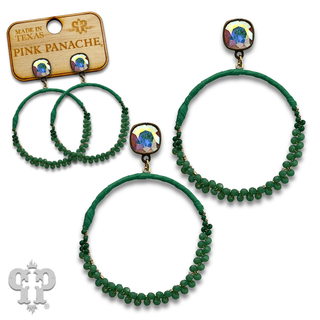 Bead and raffia wrapped circle earring with crystals from Swarovski®- LC