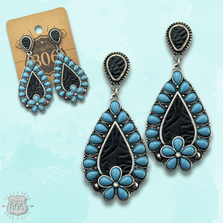 Tooled inlay teardrop earring, last call