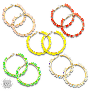 Crystal chip hoop earring, last call
