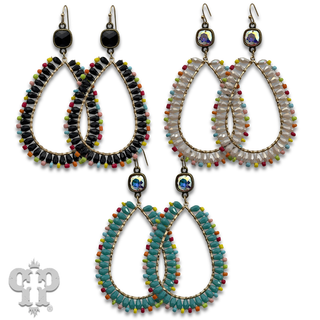 Wire wrapped teardrop bead earring with crystals from Swarovski®- LC