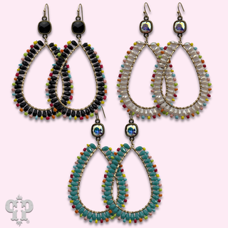 Wire wrapped teardrop bead earring with crystals from Swarovski®- LC