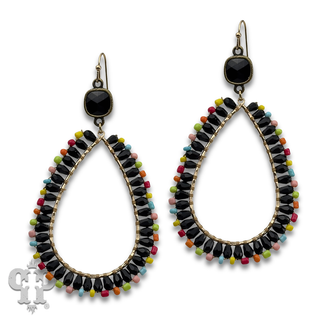 Wire wrapped teardrop bead earring with crystals from Swarovski®- LC