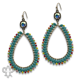 Wire wrapped teardrop bead earring with crystals from Swarovski®- LC