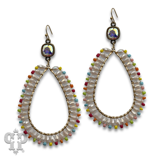 Wire wrapped teardrop bead earring with crystals from Swarovski®- LC