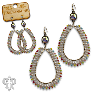 Wire wrapped teardrop bead earring with crystals from Swarovski®- LC