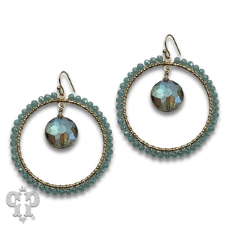 Coin disc bead wrapped circle earring - LC