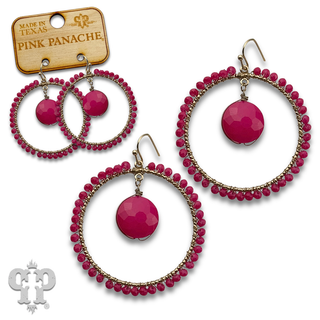 Coin disc bead wrapped circle earring - LC
