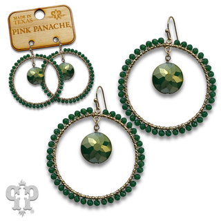 Coin disc bead wrapped circle earring - LC